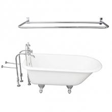 Barclay TKCTRN67-CP5 - Tub Kit 67'' CI Roll Top, ShwrRd,Filler,Supplies,Drain-Chrm