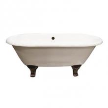 Barclay CTDRN61J-WH-CP - Columbia 61''Ci Dbl Roll Tub Wh No Holes, Cp Jewel Feet