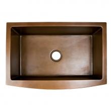 Barclay FSCSB3128-SAC - Emelina 33'' Single Bowl Curved Front Copper Apron Front Sink-SAC