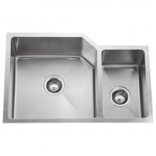 Barclay KSSDB2580-SS - Laguna 33' SS 70/30 Double Bowl Offset Undermount Sink