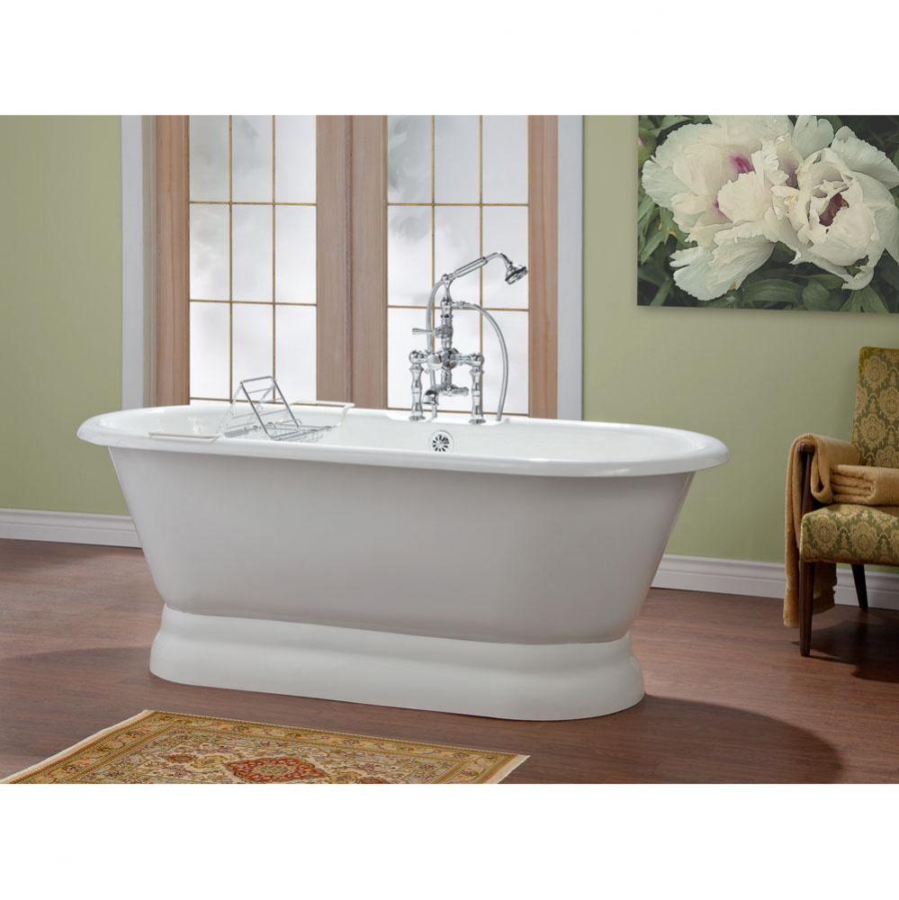 REGAL Cast Iron Bathtub with Pedestal Base and Faucet Holes