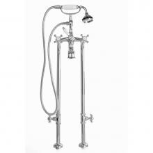 Cheviot Products 5102/3970-CH - 5100 SERIES Free-Standing Tub Filler with Stop Valves - Cross Handles - Porcelain Accents