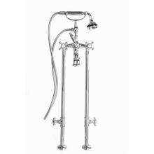 Cheviot Products 5117/3970XL-CH - 5100 SERIES Extra-Tall Free-Standing Tub Filler with Stop Valves - Cross Handles - Metal Accents