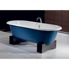 Cheviot Products 2130-WW-6-NB - REGAL Cast Iron Bathtub with Wooden Base and Faucet Holes