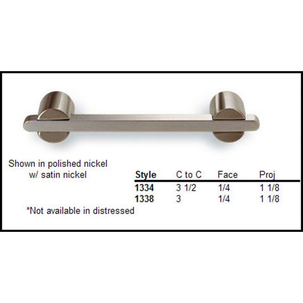 Cabinet Pull Hand Finished in Polished Bronze and Satin Nickel