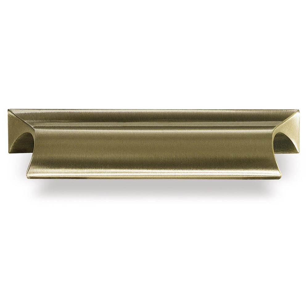 Cabinet Pull Hand Finished in Unlacquered Satin Brass