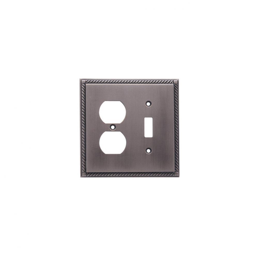 Single Toggle/Single Duplex Rope Switch Plate- Satin Brass