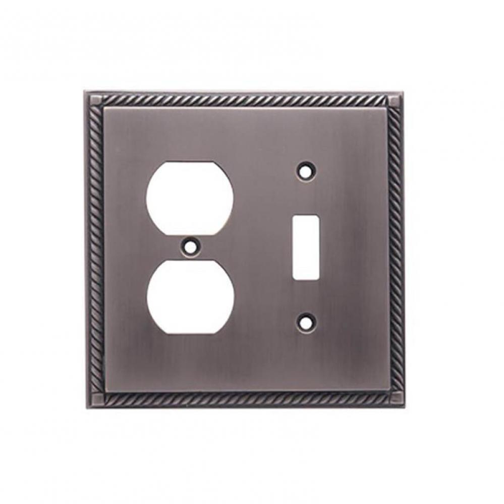 Single Toggle/Single Duplex Rope Switch Plate - Dark Statuary Bronze