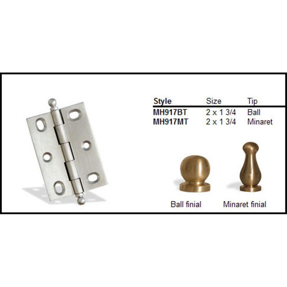 2 1/2'' and 1 3/4'' Mortised Hinge/Ball Tip  - Satin Brass