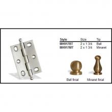 Colonial Bronze MH917BT-4 - 2 1/2'' and 1 3/4'' Mortised Hinge/Ball Tip  - Satin Brass