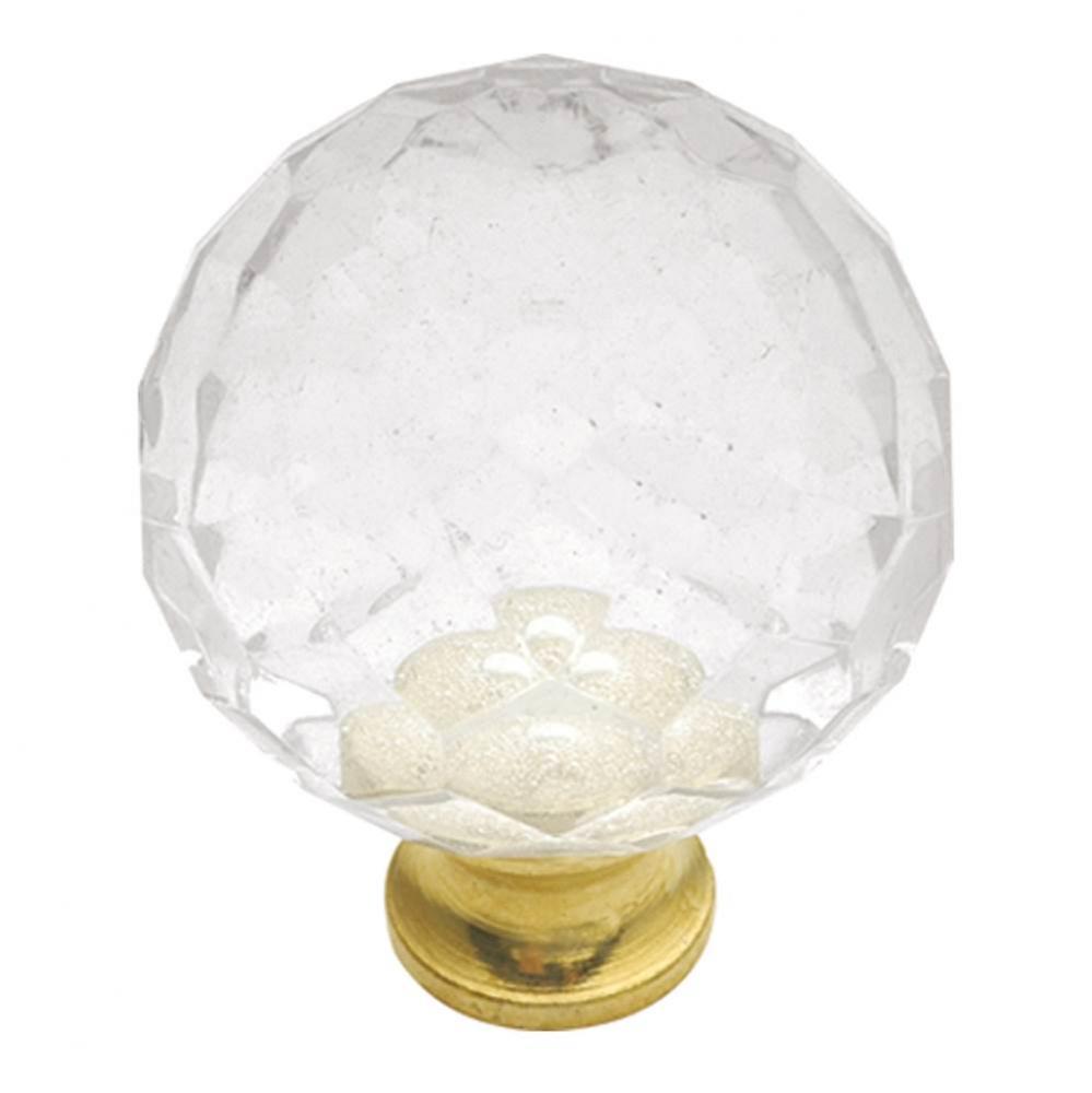 30mm Crystal Palace Crysacrylic Polished Brass Cabinet Knob