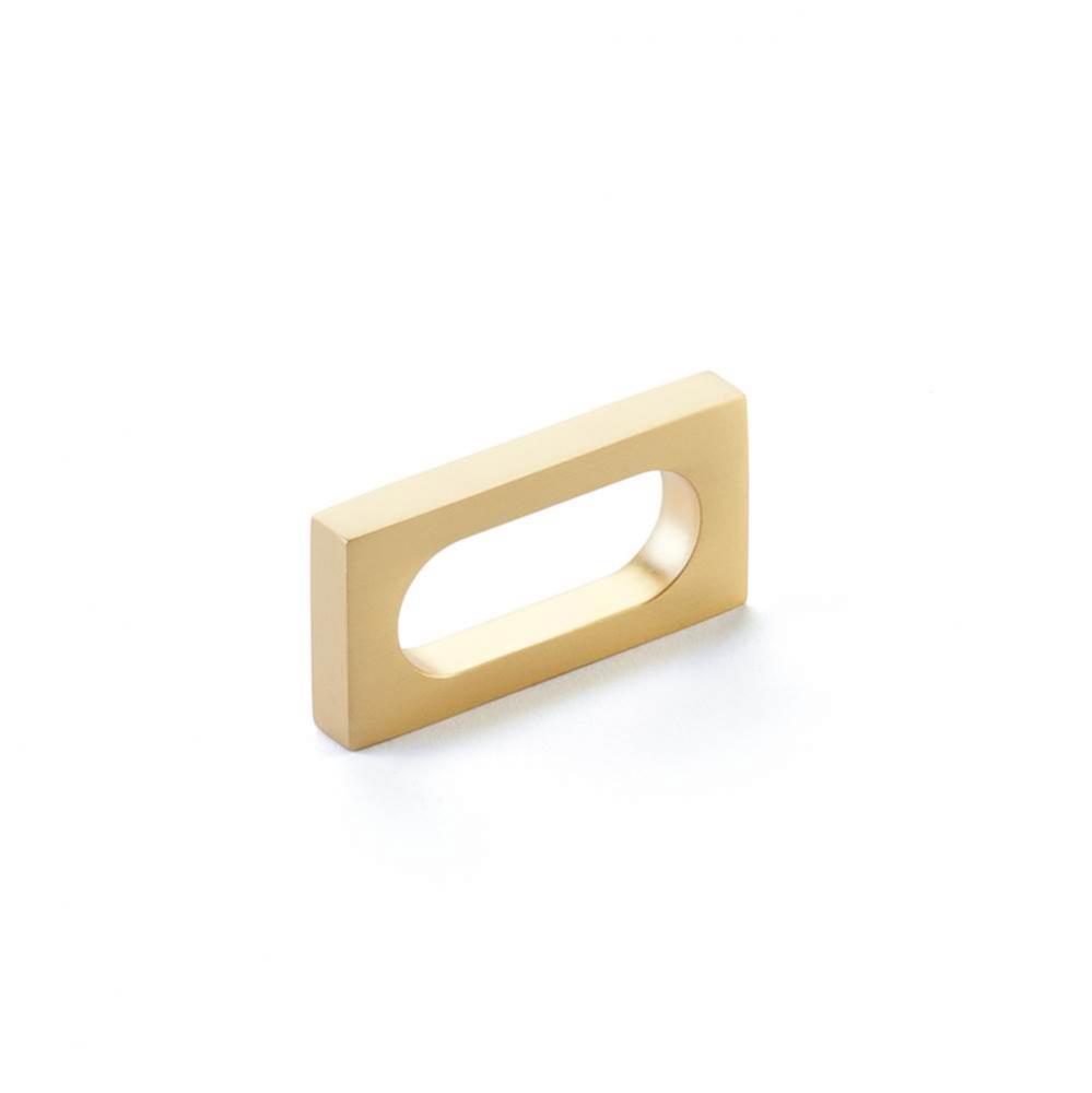 Pull, Modern Oval Slot, Satin Brass, 2'' cc