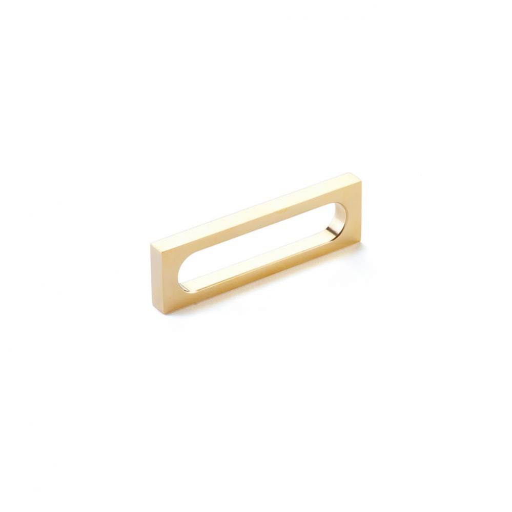 Pull, Modern Oval Slot, Unlacquered Brass, 3-1/2'' cc