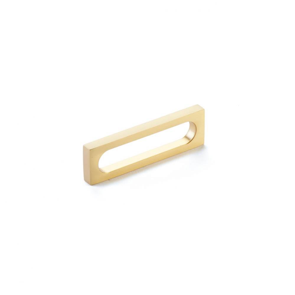 Pull, Modern Oval Slot, Satin Brass, 3-1/2'' cc