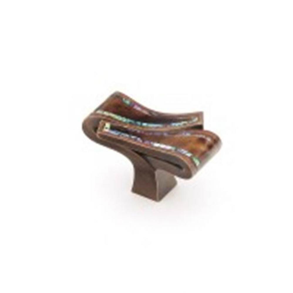 Avalon Bay,Knob,Folded Rectangle,Penshell And Imperial Shell Inlaid On Solid Brass,Dark Antique Br