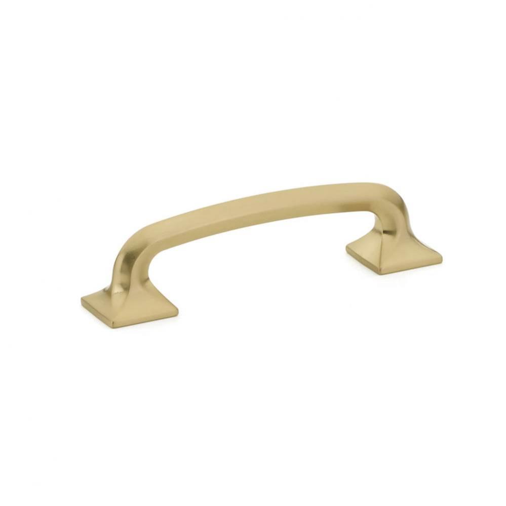 Pull, Square Bases, Signature Satin Brass, 4'' cc