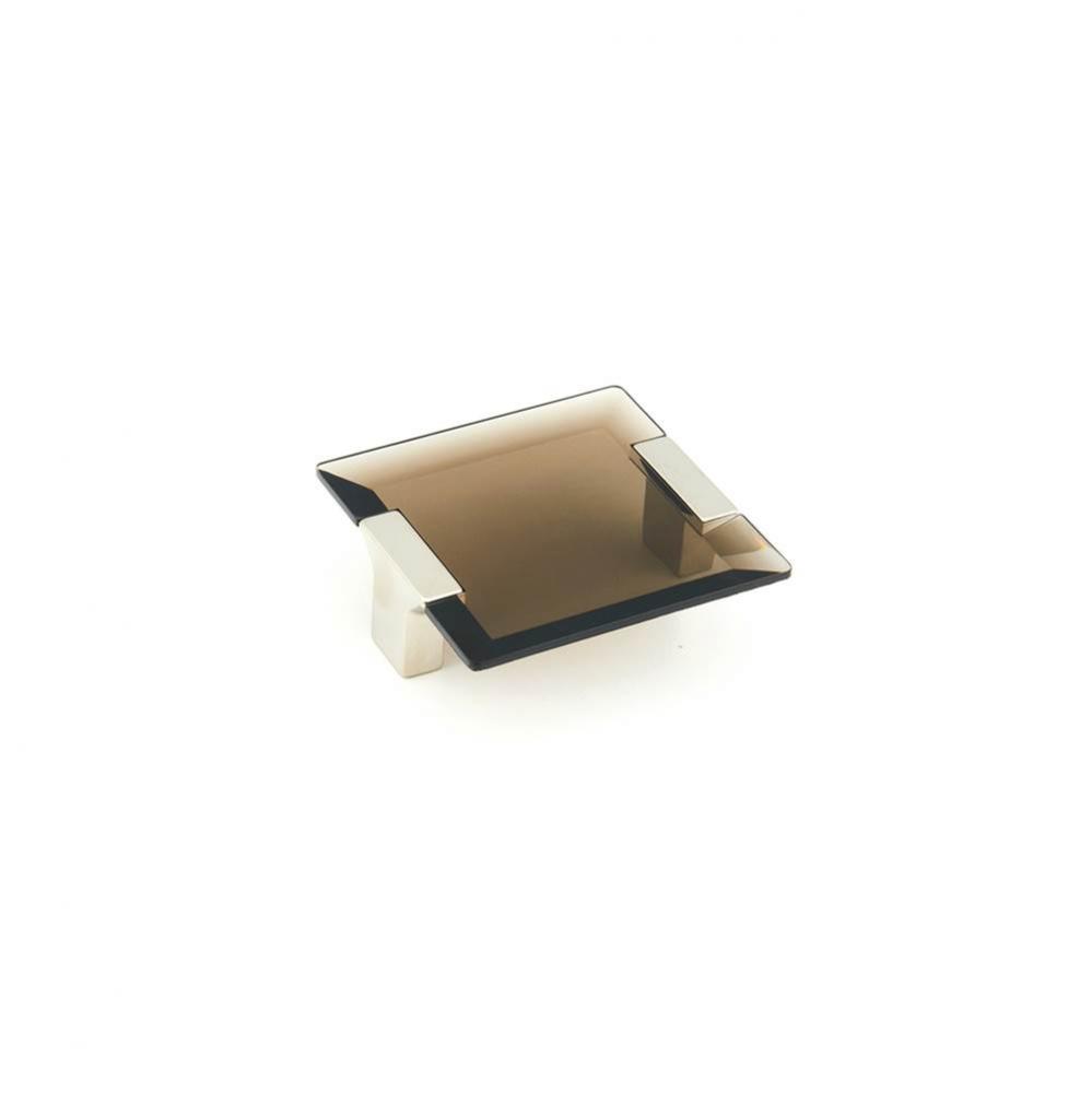 Positano, Square Pull, Signature Satin Brass, Smoke, 2-1/2'' Cc