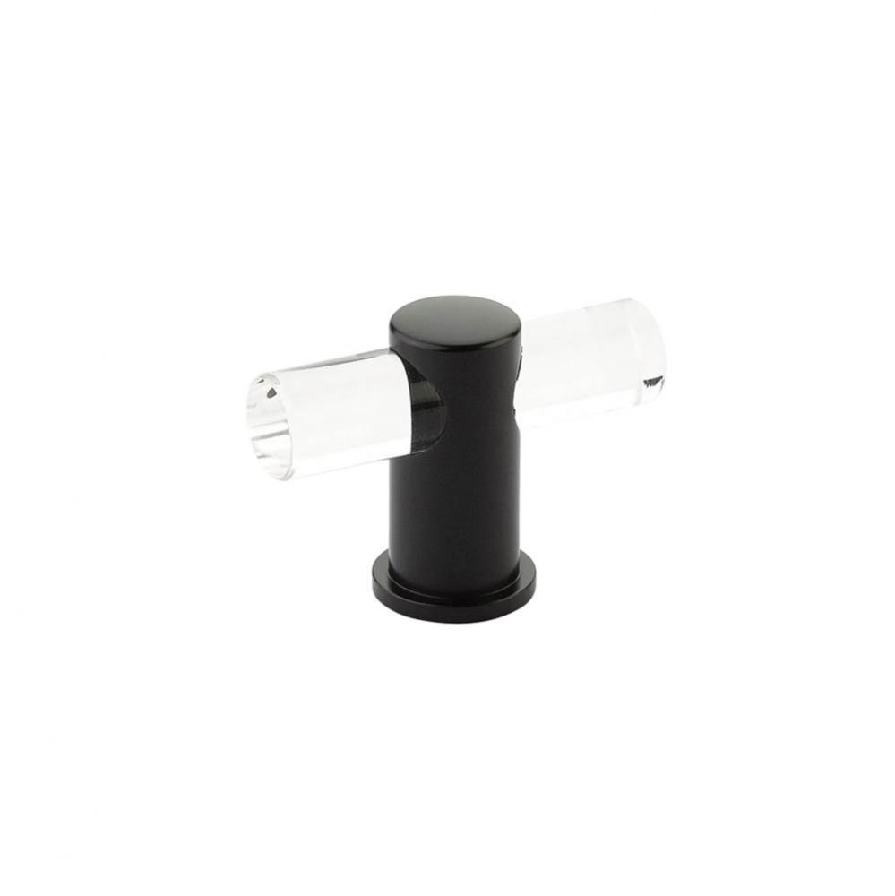 T-Knob, Adjustable clear acrylic, Matte Black, 2''