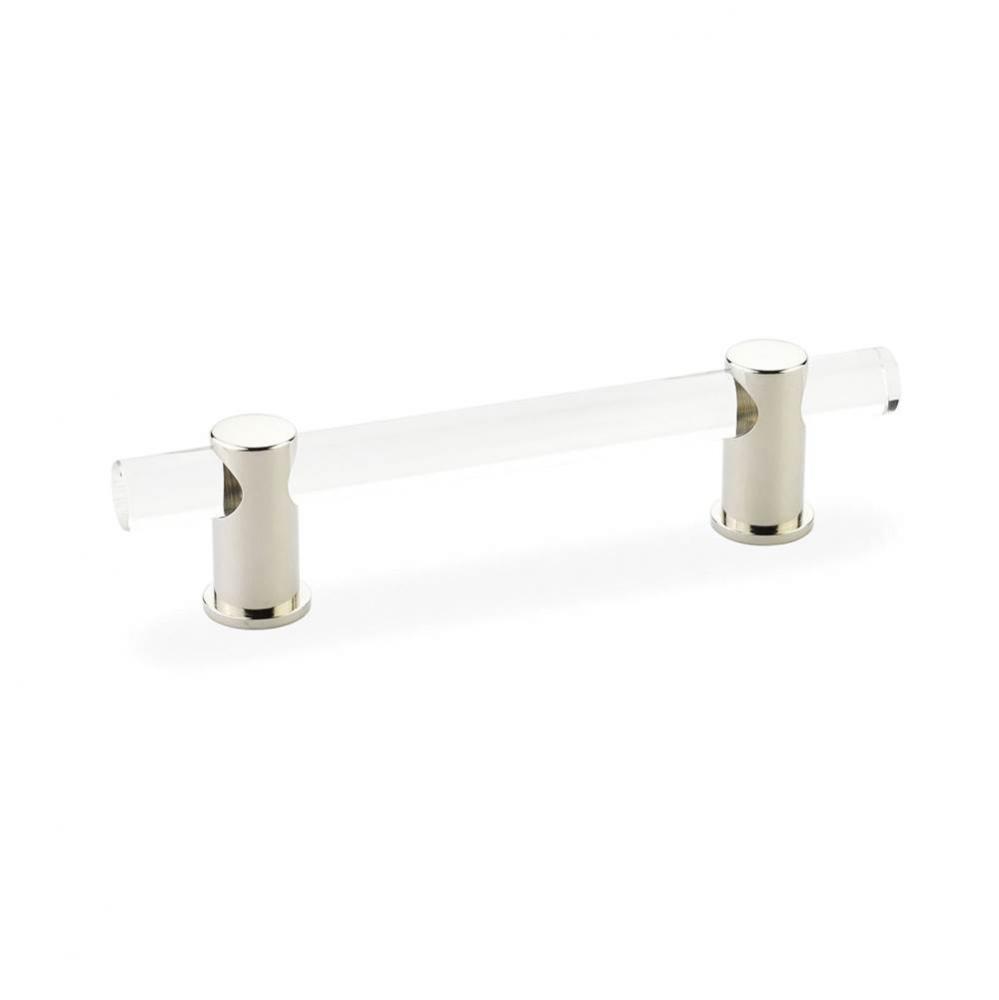 Pull, Adjustable clear acrylic, Polished Nickel, 4'' cc