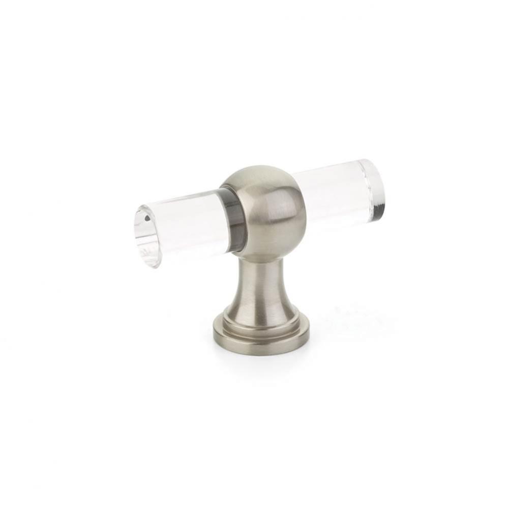 T-Knob, Adjustable Clear Acrylic, Satin Nickel, 2''