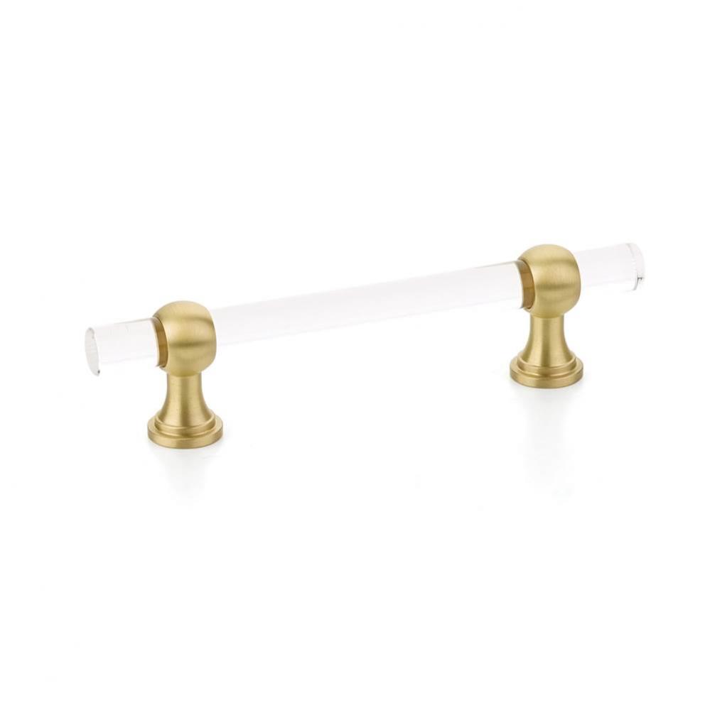 Pull, Adjustable Clear Acrylic, Satin Brass, 4'' cc