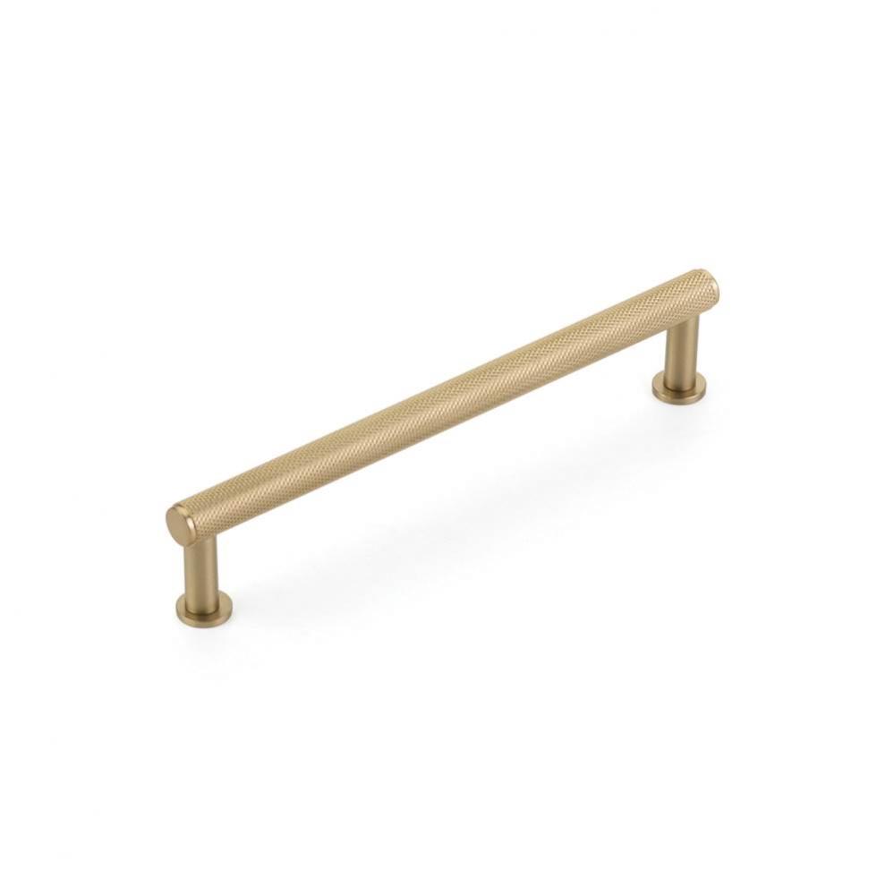 Pub House, Pull, Knurled, Signature Satin Brass, 6'' cc