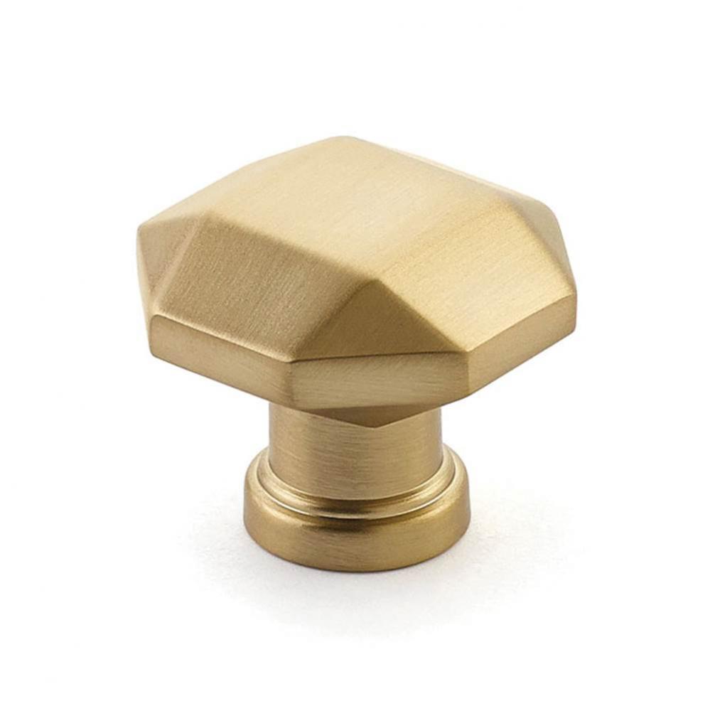 Knob, Faceted, Signature Satin Brass, 1-1/4'' dia