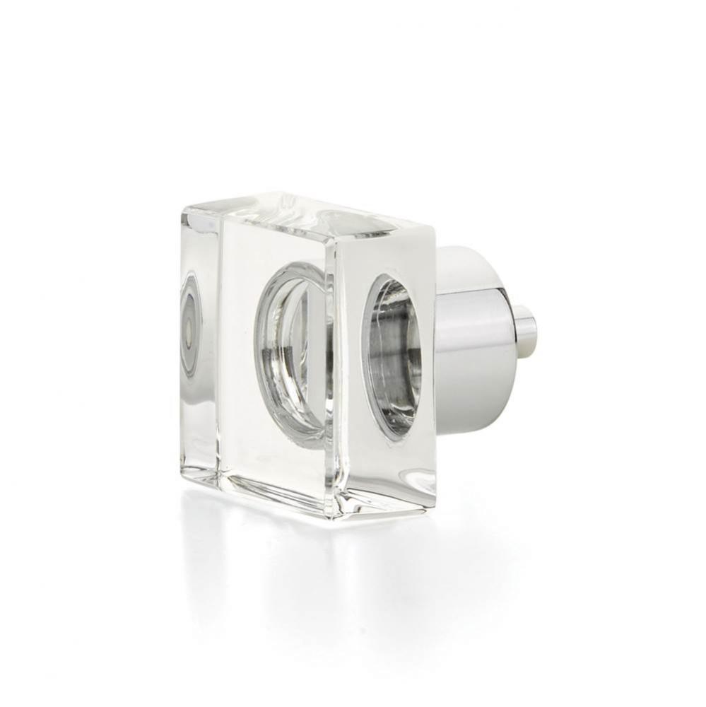 Square Glass Knob, Polished Chrome, 1-1/4''