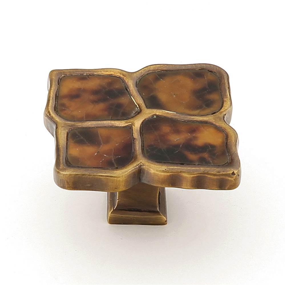 Tiger Penshell,Solid Brass Estate Dover Cabinet Knob,1-1/2'' Dia