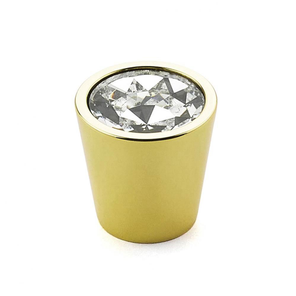 Knob, Cylinder Glass, Polished Brass, 1-1/16'' dia