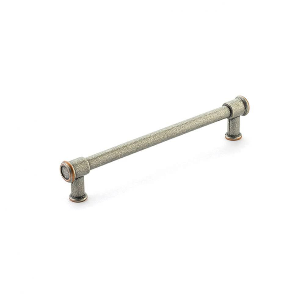 Steamworks Pull,6'' Cc,Distressed Pewter/Copper