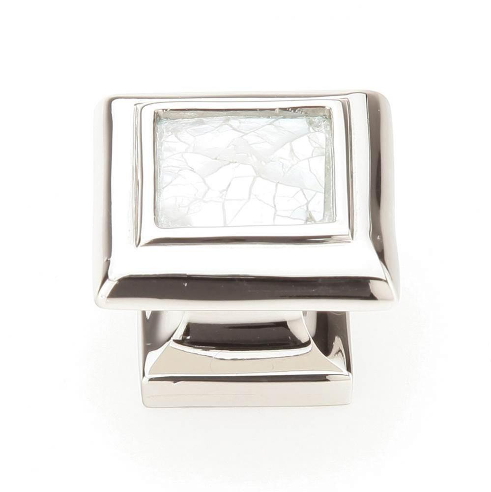 Mother Of Pearl,Square Knob With Mother Of Pearl Inlay And Polished Nickel,1-1/4'' Dia