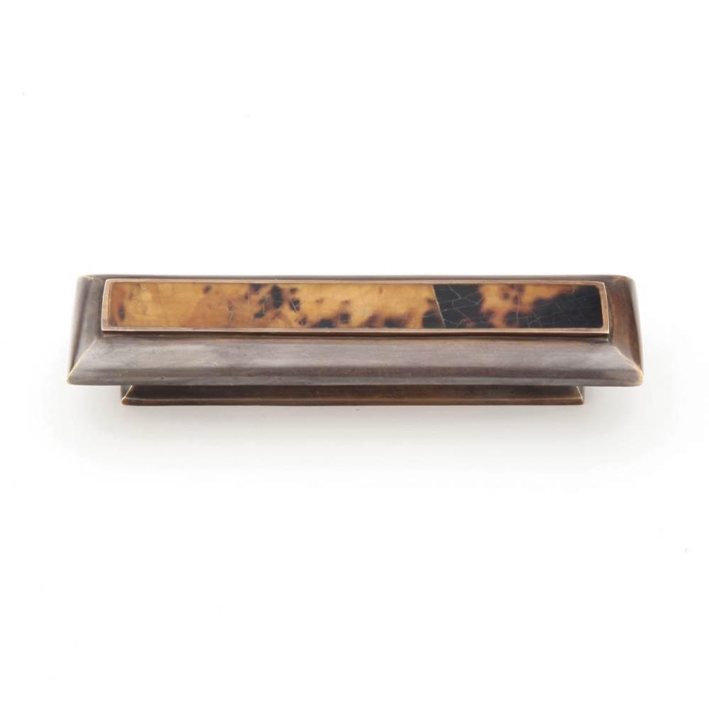 Tiger Penshell,Rectangle Pull With Tiger Penshell Inlay And Dark Antique Bronze,3'' Cc