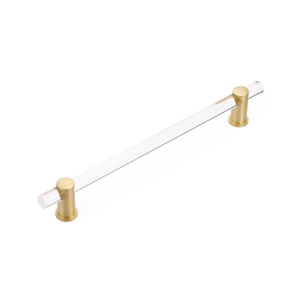 Concealed Surface, Appliance Pull, NON-Adjustable Clear Acrylic, Satin Brass, 12'' cc