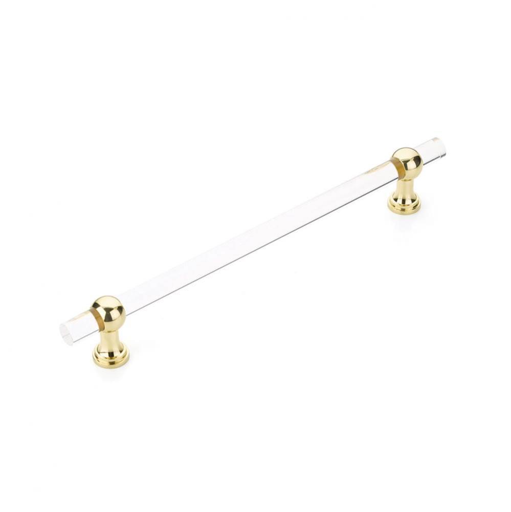 Concealed Surface, Appliance Pull, NON-Adjustable Clear Acrylic, Polished Brass, 12'' cc