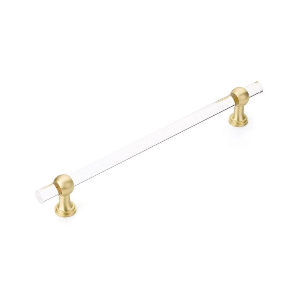 Appliance Pull, NON-Adjustable Clear Acrylic, Satin Brass, 12'' cc