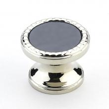 Schaub and Company 20-PN-SG - Knob, Round, Polished Nickel,  Slate Grey Glass, 1-1/4'' dia