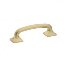 Schaub and Company 205-SSB - Pull, Square Bases, Signature Satin Brass, 3-1/2'' cc