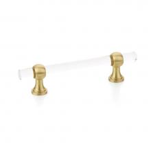 Schaub and Company 414-SB - Pull, Adjustable Clear Acrylic, Satin Brass, 4'' cc