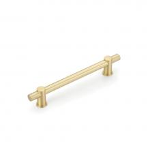 Schaub and Company 426-SB - Fonce Bar Pull, 6'' cc with Satin Brass