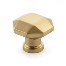 Schaub and Company 531-SSB - Knob, Faceted, Signature Satin Brass, 1-1/4'' dia