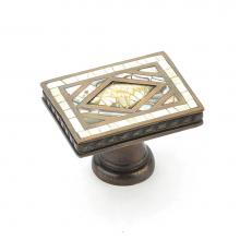 Schaub and Company 659-YP/AD - Avalon Bay,Rectangle Knob,Imperial Shell And Yellow Mother Of Pearl Inlaid On Solid Brass,Aged Dov