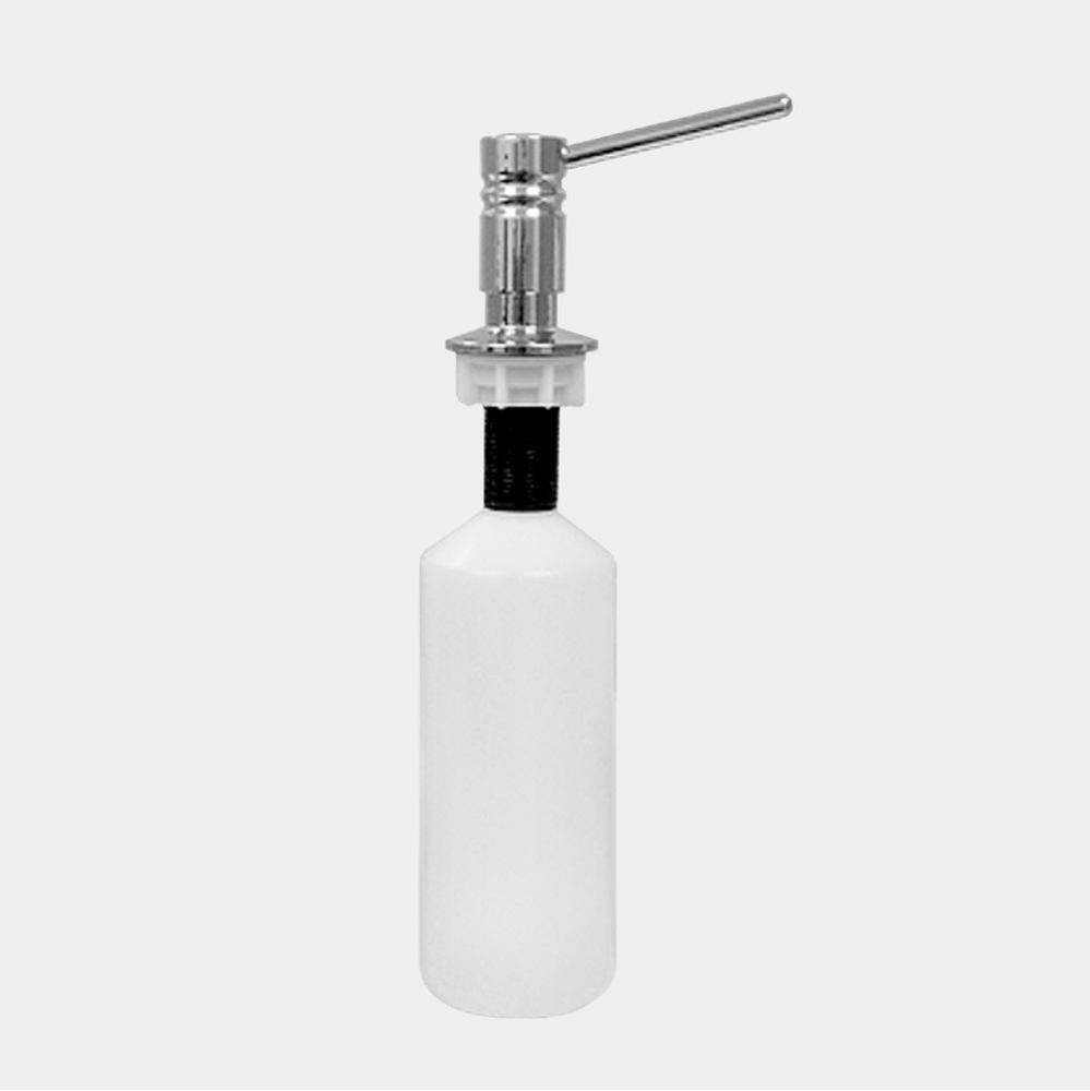 Soap / Lotion Dispenser with plunger, flange, and bottle.  Solid brass plunger and flange CHROME .