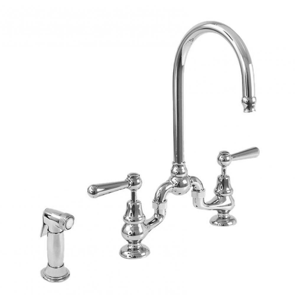 Sancerre Bridge Kitchen Faucet with Handspray and 484 Straight Lever in Polished Chrome