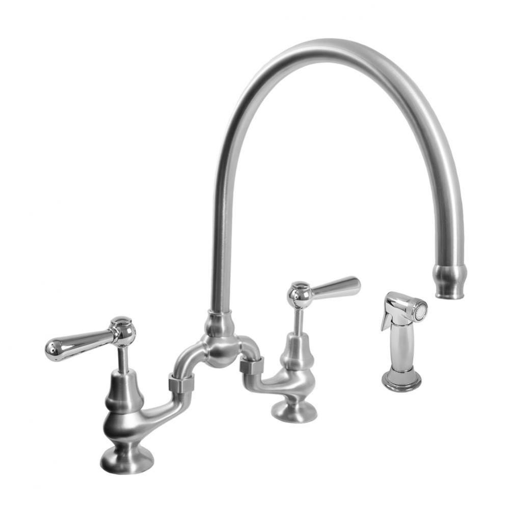 Sancerre Bridge Kitchen Faucet with High-Arc Spout, Handspray, and 484 Straight Lever in Polished