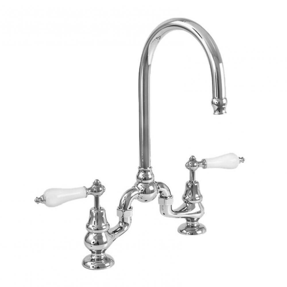 Sancerre Bridge Kitchen/Bar Faucet with 485 Porcelain Lever in Polished Chrome