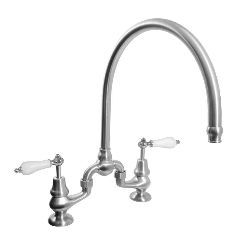 Sancerre Bridge Kitchen/Bar Faucet with High-Arc Spout and 485 Porcelain Lever in Black Nickel PVD