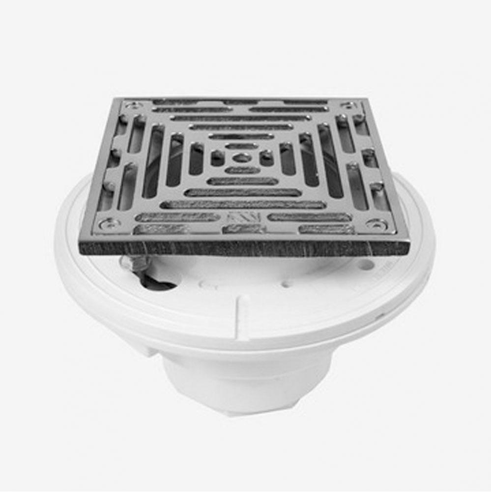 3'' Pvc Or Abs Floor Drain W/6'' X 6'' Square Adjustable Nickel Bron