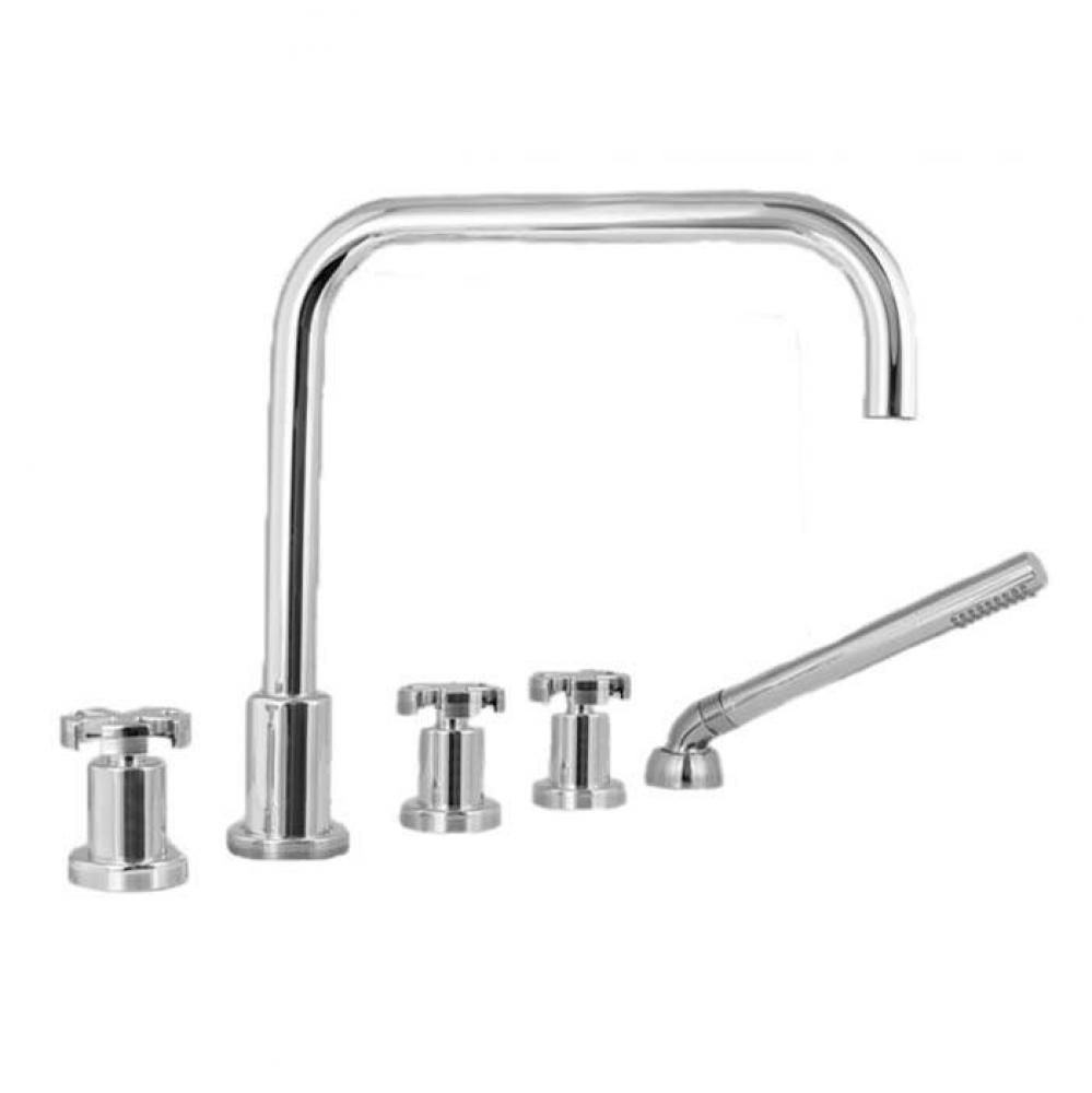 810 Roman Tub Set Trim With Deckmount Handshower Handshower And Diverter Spoke Cross Handle Chrome