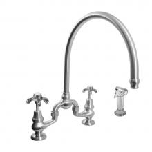 Sigma 7.57481042.43 - Sancerre Bridge Kitchen Faucet with High-Arc Spout, Handspray, and 481 Drop Cross Handle in Polish